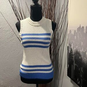 🍒LUCKY BRAND KNIT STRIPPED BLUE AND WHITE  TANK TOP SIZE X-SMALL🍒